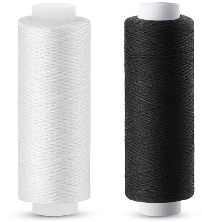 Tundi Nähgarn, Schwarz und Weiß, 2 Stück 200 yards, Polyester-Nähmaschinengarn für Nähmaschinen, Handnähen und Sticken