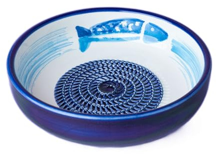 Beamel Home Plato Rallador Cerámica Hecho A Mano Diseño Decorativo Utensilio Cocina Arte Funcional Vajilla Artesanal (Tuna, Grande)