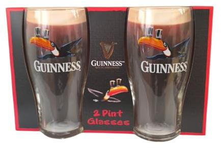 Shamrock Gift Company Guinness - Juego de 2 vasos de pinta con diseño de tucán volador