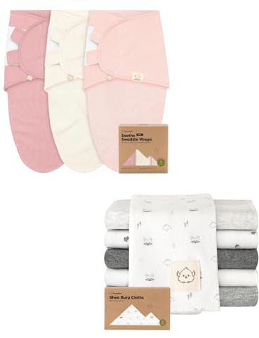 KeaBabies 3-Pack Swaddles for Newborns and 6-Pack Burp Cloths Baby Boy, Girl, Baby Sleep Sacks 0-3 Months. Newborn Swaddle Wrap - Large Cotton Burping Cloths, Spit Up Rags