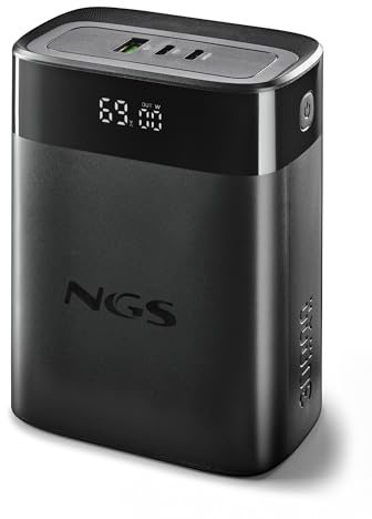 NGS Twix 30 - Batería Portátil 30000mAh, 140W Carga Rápida, PD 3.1 para Portátiles, USB-C 30W y USB-A QC 22,5W, Pantalla LED, Compacta y Ligera, Compatible con iPhone, Samsung, Huawei