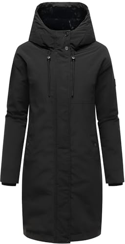 Navahoo Damen Langer Mantel warme Winterjacke mit Kapuze Hageltanz 14 S-6XL
