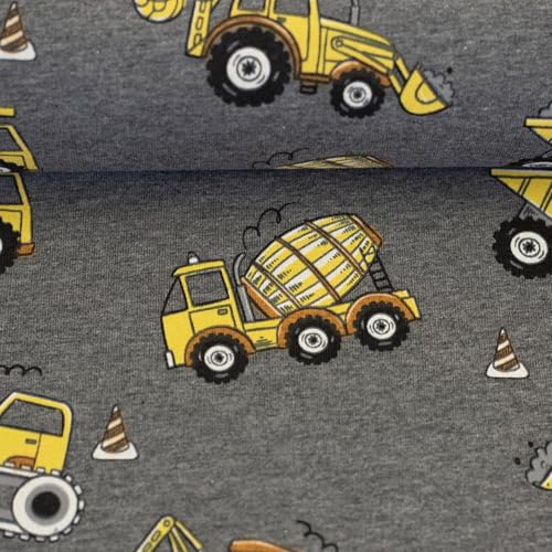 Swafing Nick Baustellenfahrzeuge Sweat 0,5m - Öko Tex Standard Bekleidungsstoffe Winterstoffe Meterware