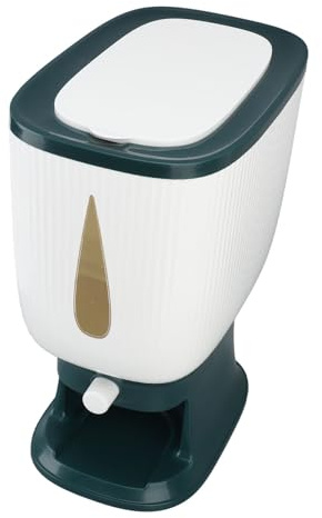 Fockety Dispensador de Arroz de 25 Libras, Capacidad de 10 Kg, Destinatario Grande para Granos con Tapa, Taza Medidora, Receptor de Arroz para el Hogar, Establece, Transparentes, a a (GREEN)