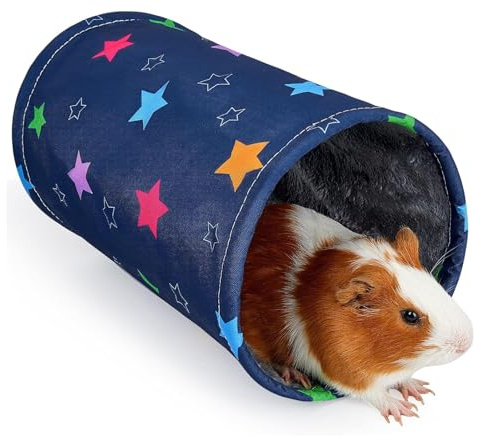 Mtbricey Meerschweinchen Tunnel 31x19cm/7.5x12.2zoll Waschbar Winter Kaninchen Kuschelhöhle für Hamster Kaninchenversteck Kleintier Winter Kleintierbetten für Igel Chinchilla Frettchen (blau)