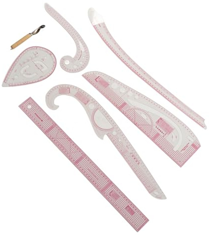 Französisches Kurvenlineal, Nählineal-Set, Musterherstellungslineal, 7-teilig, transparentes PVC, cm, mm, hohe Genauigkeit, langlebig, für DIY-Schneiden, Basteln, Kleidungsdesign