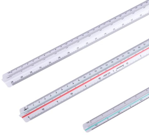 3 Piezas Regla de escala de plástico, escalimetro de 30 cm con Grabado Láser, (1:20 1:25 1:50 1:75 1:100 1:125 1:200 1:250 1:300 1:400 1:500) – Ideal para Arquitectos, Ingenieros y Estudiante