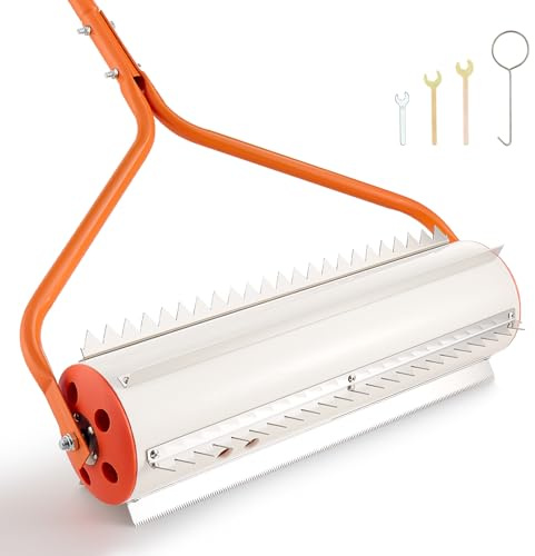 VEVOR Rouleau Désherbeur Aquatique 5,49 m, Outil Coupe Herbes pour Étang et Lac, Élimination des Herbes Racines et Vase, 6 Lames Dentées en Acier Inoxydable, Manche Réglable en 5 Sections en Aluminium