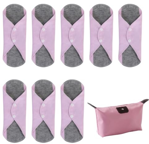 8 PCS Reusable Period Pads, Washable Panty Liners for Women, Eight Reusable Pads with Portable Storage Pouch, for Daily Use and Relaxation
