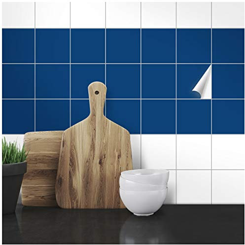 Wandkings Fliesenaufkleber - Wähle eine Farbe & Größe - Dunkelblau Seidenmatt - 10 x 10 cm - 200 Stück für Fliesen in Küche, Bad & mehr