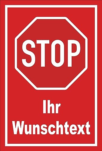 Melis-Folienwerkstatt Aufkleber Stop - Halt - Ihr Wunschtext 15x10cm – 4 Größen - S00357-001-D