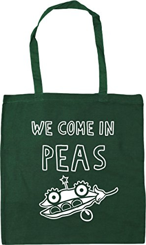 Hippowarehouse We Come In Peas Alien Pea Pod Tote Shopping Gym Beach Bag 42cm x38cm, 10 litres