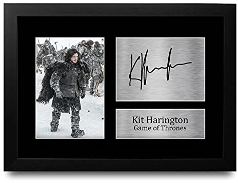 HWC Trading Kit Harington A4 Enmarcado Regalo De Visualización De Fotos De Impresión De Imagen Impresa Autógrafo Firmado Por Game Of Thrones Ventiladores De Programa De Tv