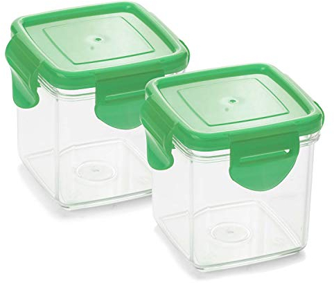 Genius Nicer Dicer Quick Auffangbehälter inkl. Frischhaltedeckel in grün 200ml (4 Teile) Auffangbox Auffangdose Dose - zum Hineinschneiden, Aufbewahren und Transportieren