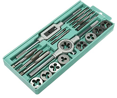 Maschi e Filiere Set 20, SUNJULY Set Inserti per Filettatura in Acciaio Acciaio Inox Per Filettare In Acciaio Al Tungsteno Cassetta Metallo Set Machi Per Filettare