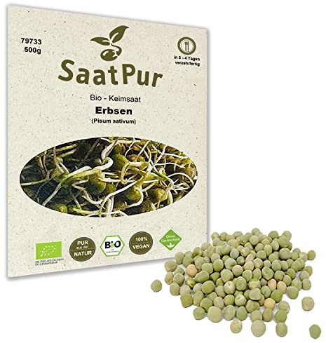 500g BIO Keimsprossen Erbse Mikrogreen Sprossen Keimling Mikrogrün Sprossenanzucht Keimsaat