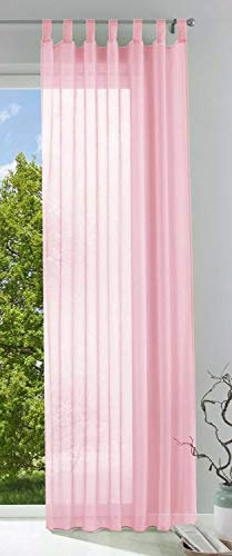 Schlaufenschal Vorhang transparente einfarbige Gardine aus Voile, viele attraktive Farbe, Sondergröße, 225x140 cm (HxB), Hellrosa, 61225