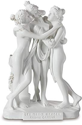 VIANAYA - Reproducción de la obra - Estatua de las tres graces del escultor Antonio Canovas, tamaño mediano, 12 cm, resina blanca, aspecto mate