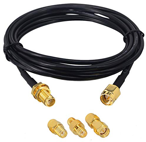 BOOBRIE Câble SMA Mâle vers SMA Femelle 3M + Connecteur Kit SMA Mâle Femelle Câble RG174 50 Ohms Basse Perte Blindé pour Antenne WiFi Routeur 4G LTE Module Lora Drone FPV Raspberry Pi