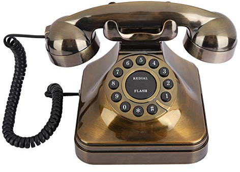 Goshyda Téléphone Antique, Téléphone Filaire de Style Rétro, Téléphone Vintage, Téléphone de Bureau Antique, Téléphone Fixe en Bronze, Appelant au Son Clair pour Le Bureau à Domicile