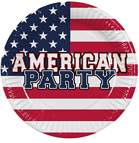 Boland 44973 - American Party Plates, Pack of 10, Size 23 cm, Environmentally Friendly Party Tableware, 100% Paper, Birthday, Theme Party