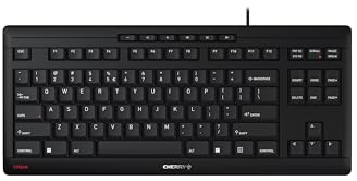 CHERRY STREAM KEYBOARD TKL, Wired Keyboard without Numeric Keypad, EU Layout (QWERTY), Quiet Keystrokes, Unique Typing Experience, Black