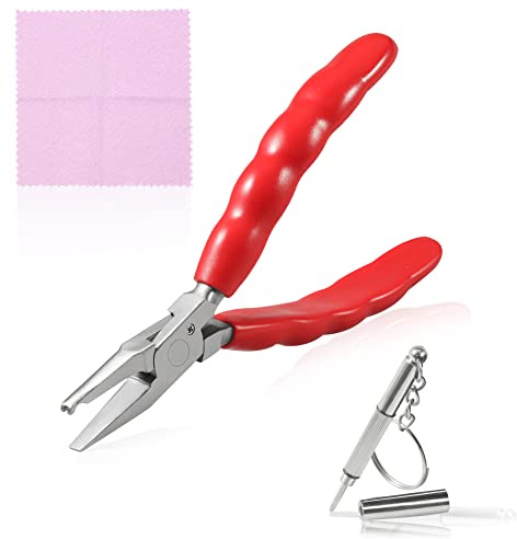 SPEEDWOX 6 Inches Nose Pad Pliers Stainless Steel Eyeglasses Repairing Plier, Optical Glasses Frames Repair Assembling & Adjusting Hand Tools with Screwdriver and Glasses Cloth