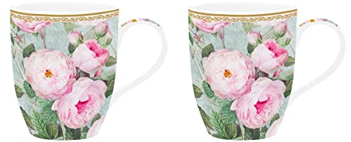 Easy Life - Coffret 2 Mugs en Porcelaine Fine 35 CL Roses in Bloom - EASYLIFE