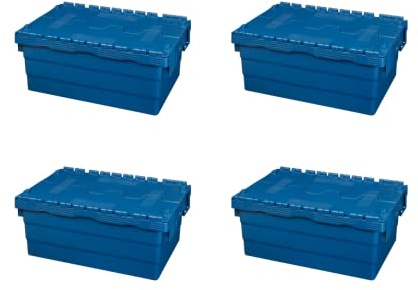 Logiplast 4 Stück Kunststoffkisten mit Deckel 60 x 40 x 25 cm Aufbewahrungsbox in Industriequalität