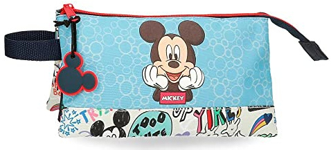 Disney Mickey Be Cool Trousse à crayons trois compartiments Bleu 22x12x5 cm Polyester