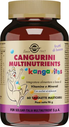 Solgar CANGURINI MULTINUTRIENTS FRUTTI DI BOSCO, 60 tavolette masticabili – | Con vitamine e minerali selezionati. Le vitamine del gruppo B contribuiscono al normale metabolismo energetico.