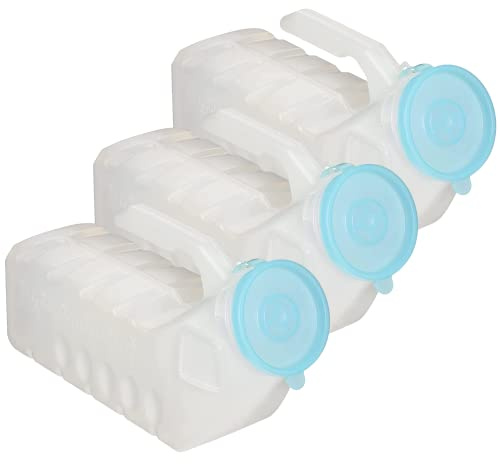 MedVance 1000ml Portable Urinals for Men, 3 Pack – Spill Proof Men's Urinal Bottle w/Glow in Dark & Leak-Proof Lid – Easy-Grip Durable Pee Bottles for Men - Perfect Male Pee Bottle for Elderly Care
