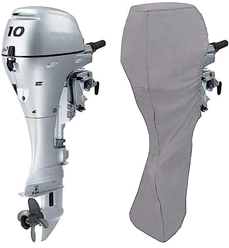 XHDZSW Motorabdeckung Für Boote, Außenbord-Motorabdeckung, mit 420D Heavy Duty Oxford-Gewebe + PVC -beschichtet Motorhülle, wasserdicht Bootsmotor Abdeckung (Silber,8-10 HP)