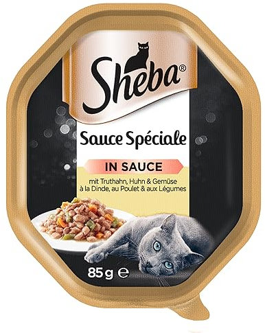 Sheba Sauce Speciale mit Truthahn, Huhn und Gemüse – Nassfutter für Katzen in Sauce (11 x 85g)