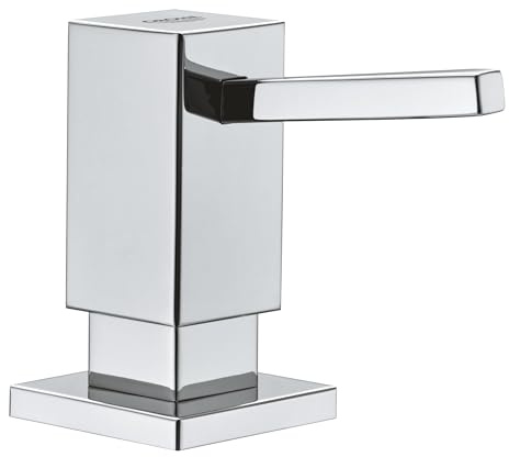 GROHE Distributeur de Savon Cubique pour Savons Liquides, Réservoir 500ml, Chromé, 40649000