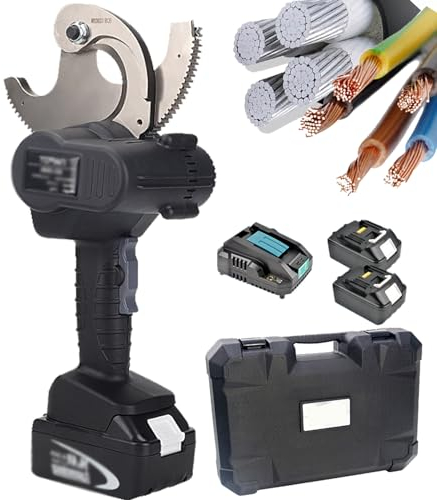 ZWJABYY Ratschenkabelschneider,Elektrisches Drahtschneidewerkzeug,50mm/65mm/75mm Kabelschere Mit Rutschfestem Griff Und 2-Gang-Geschwindigkeit,4.0Ah Batterie,EC-65