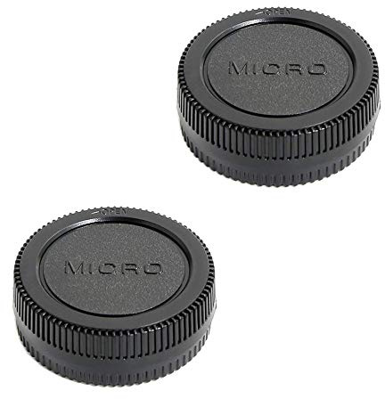 2 Pack Rear Lens Cap and Camera Body Cap Cover Kit for Olympus E-M5 E-M10 E-M1X E-M1 OM-5 OM-1 for Panasonic G9 G7 G85 G95 GH6 GH5 GH4 GX9 GX8 GX85 Micro 4/3 Mount Camera and Lens