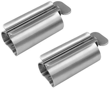 NestNook Toothpaste Squeezer - Stainless Steel Tube Squeezer Metal Tube Wringer Toothpaste seat Holder Stand (Silver 2pcs)