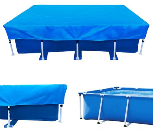 Bache Piscine Rectangulaire 4x2 m Pool Cover 400 x 210 cm | Bâche de Couverture Été et Hiver Hors Sol pour Piscine Rectangulaire Coupe-vent Imperméable Anti-Poussière