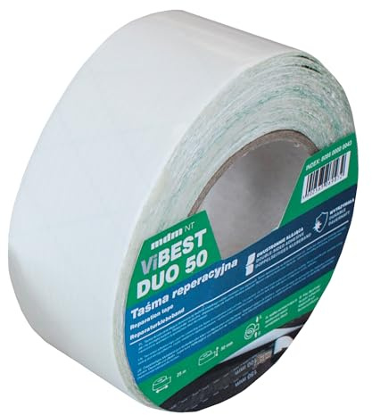 DECKET Klebeband 50 mm x 25 m, zum Verkleben von Unterspannbahn/Dachfolie | doppelseitig, UV-beständig; für innen & außen; Hohe Klebkraft; Hochleistungsklebeband; Dampfsperre; Weiß