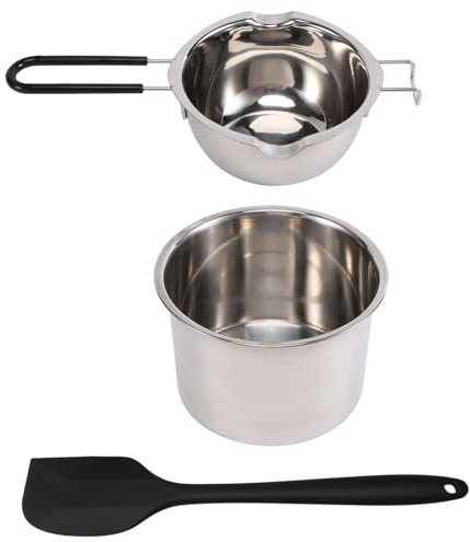 IMCCZONY Juego de Ollas de Doble Caldera Olla de FusióN de Acero Inoxidable con EspáTula de Silicona para Derretir Chocolate, JabóN, FabricacióN de Velas