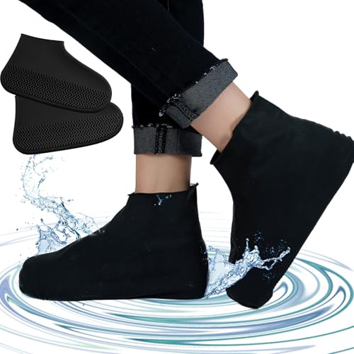 4 Paia di Copriscarpe Impermeabili, Copriscarpe in Silicone Riutilizzabili, Protezione per Scarpe Unisex, Copriscarpe in Silicone Antiscivolo Impermeabili, Per Pioggia, Neve, Spiagge Desertiche