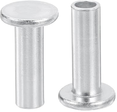 QUARKZMAN 50Pcs Rivets Semi-Tubulaires 8mm x 25mm Rivet Métallique Argenté | Rivet Semi-Tubulaire à Tête Plate en Aluminium, pour la Réparation Industrielle et Domestique