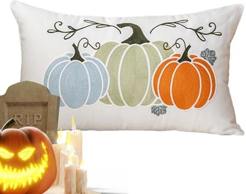 Housses De Coussin Déco Automne 50x30cm,Citrouille Taies D'oreiller, L'automne Citrouille Canapé Taie D'oreiller Décoratif Canapé Taie D'oreiller Pour Maison Salon Chambre Décoration D'intérieur