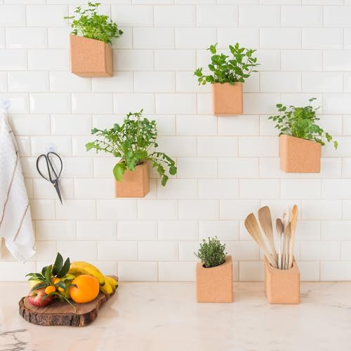 Pot Suspendu Plante Intérieur - Plante Murale - Pot de Fleur en Liège à Suspendre - Jardiniere Murale - Vase Mural - Décoration Cuisine Murale