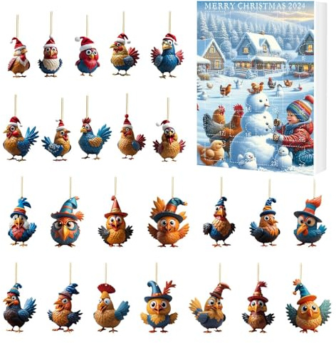 Calendario Di Ornamenti Di Pulcini Di Conto Alla Rovescia Di Natale, Ornamenti Di Pulcini Piatti Di Conto Alla Rovescia Per Natale | Calendario 'Avvento Conto Alla Rovescia Piccolo Ornamento Di
