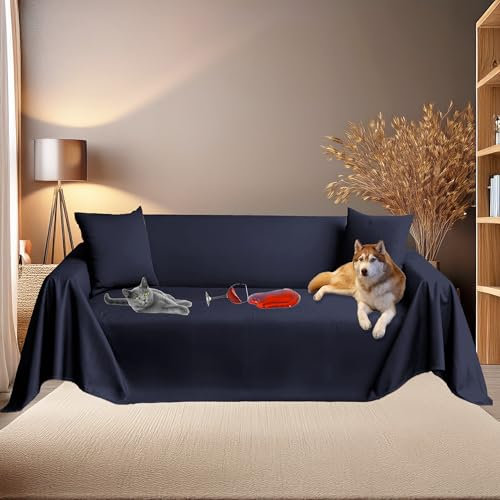 Byour3 – Sofabezug SUPER WASSERDICHT 3 2 4 Sitzer - Sofaschoner Katze Hund Kinder Haustiere - Sofaschutz Fleckenabweisender Anti Tierhaare Sofa-Abdeckung Rechteckig Waschbarer (Königsblau, 3 Sitzer)