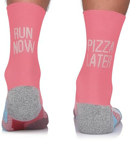 TODO Running Raid Chaussettes de course - modèle Run Now Pizza Later, rembourrage anti-bulles, pour homme et femme | Marathon | Trail | Jogging
