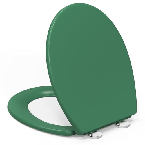 YEAUPE PRO Toilettendeckel mit Absenkautomatik, WC Sitz O Form mit Soft-Close, Grün Klodeckel mit Quick-Release Funktion für Einfach Reinigung, Toilettensitz Extra Stabil (150 kg), 44,6 x 37,2 cm