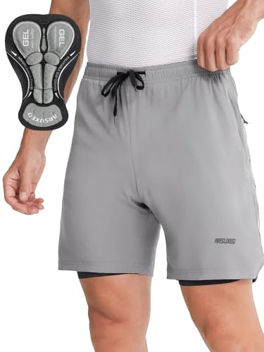 ARSUXEO Herren Radhose Lose Passform gepolstert Mountainbike Shorts 2506 Grau L